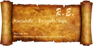 Racskó Erzsébet névjegykártya